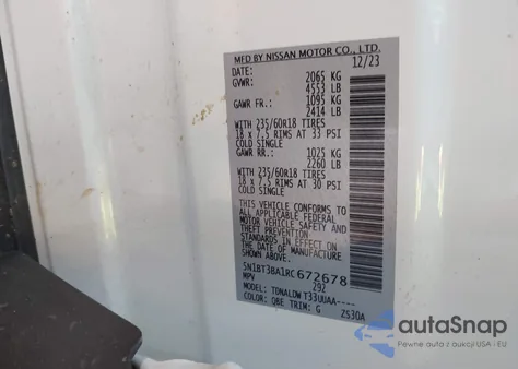 2024 Nissan Rogue Sv Fwd from USA, damaged, VIN 5N1BT3BA1RC672678